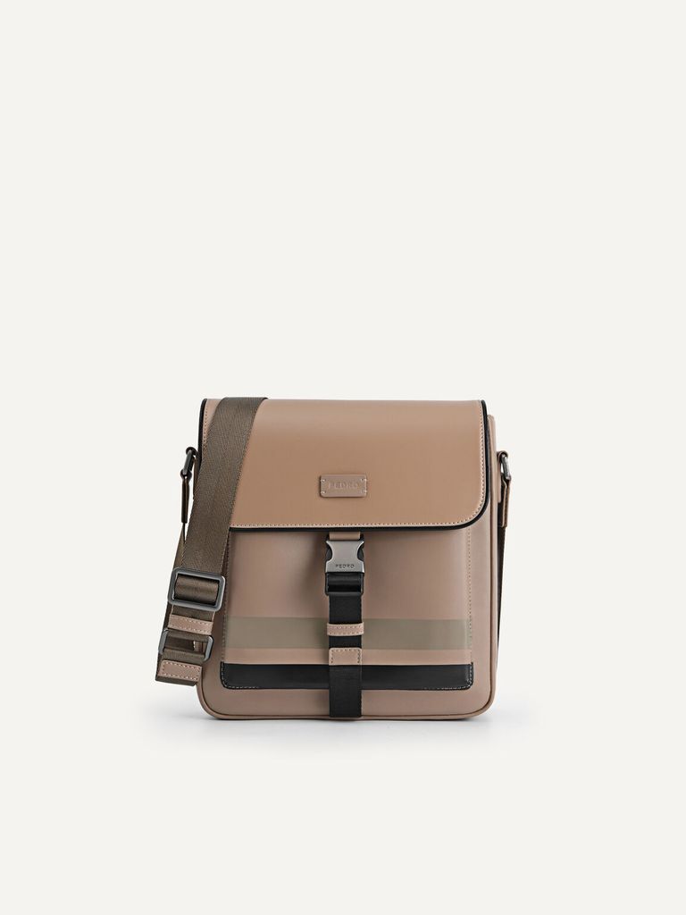 Pedro Monochrome Messenger Bag - Taupe