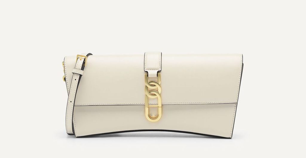 Pedro Chain Embellished Clutch - Beige