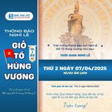 THÔNG BÁO LỊCH NGHỈ LỄ GIỖ TỔ HÙNG VƯƠNG