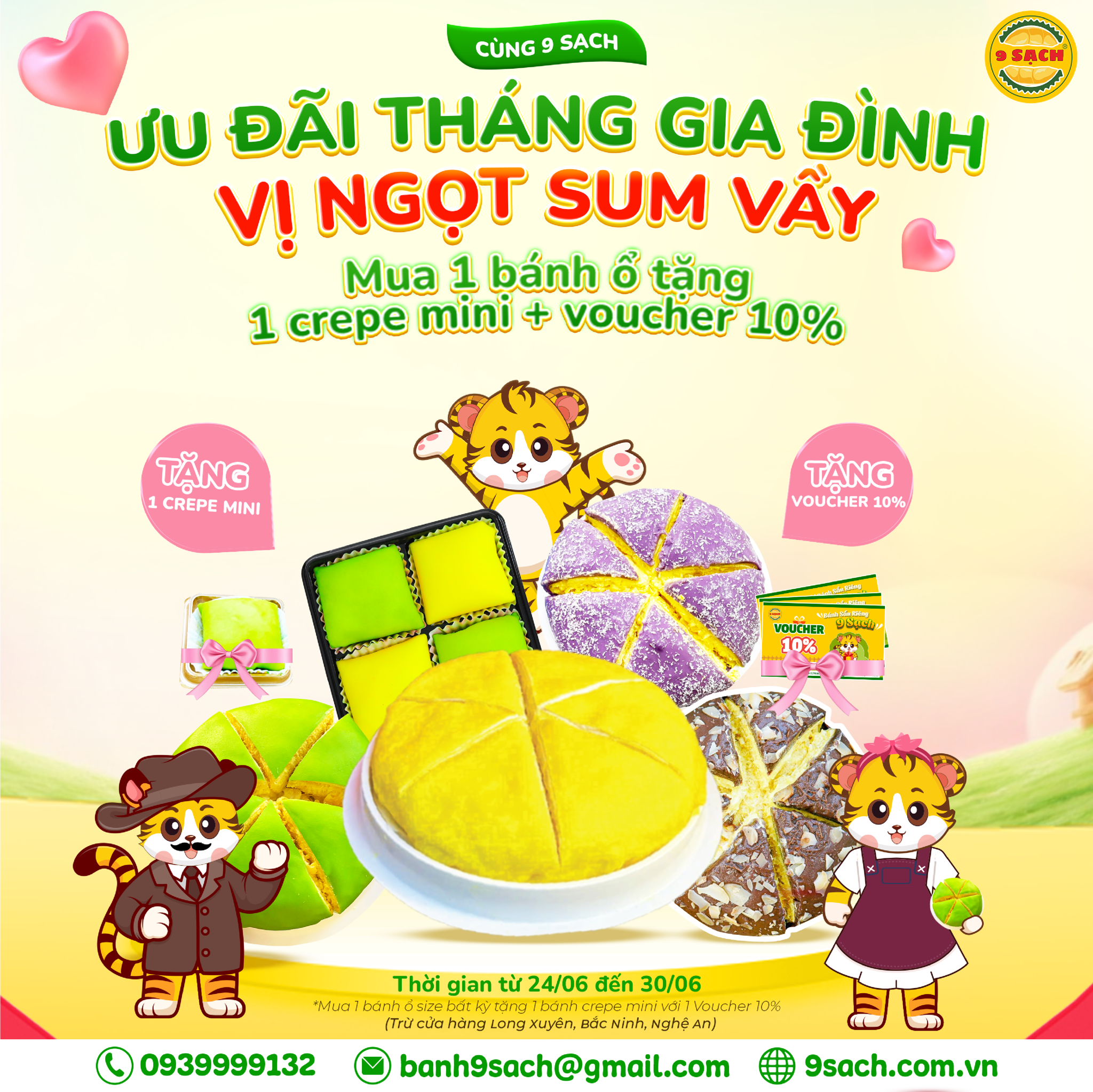 ƯU ĐÃI THÁNG GIA ĐÌNH CÙNG BÁNH SẦU RIÊNG 9 SẠCH - VỊ NGỌT SUM VẦY CHO MỌI NHÀ