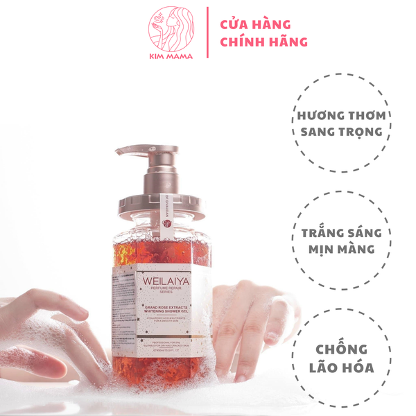 Sữa Tắm Hoa Hồng Trắng Da Weilaiya DaMask Grand Rose Extracts Whitening Shower Gel 450ml