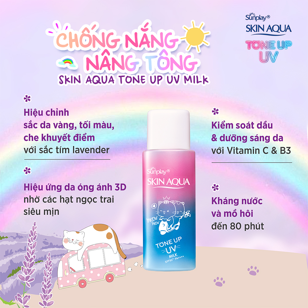 Kem Chống Nắng Sunplay Skin Aqua Tone Up UV Milk Lavender SPF50+ PA++++ 50g