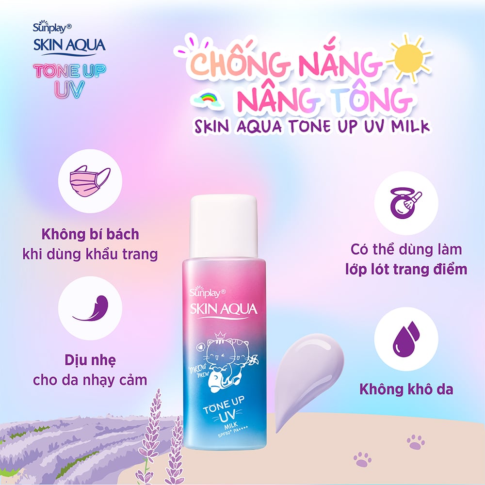 Kem Chống Nắng Sunplay Skin Aqua Tone Up UV Milk Lavender SPF50+ PA++++ 50g