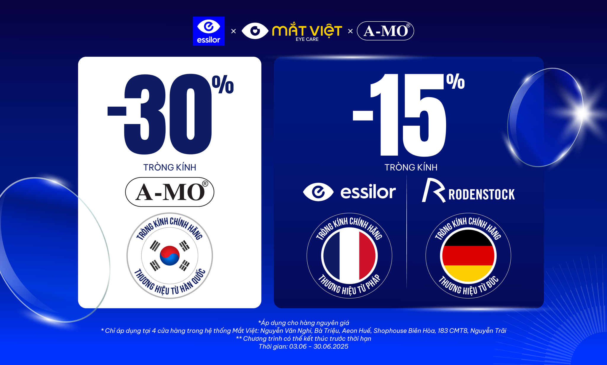Tròng kính chính hãng ưu đãi đến 30%