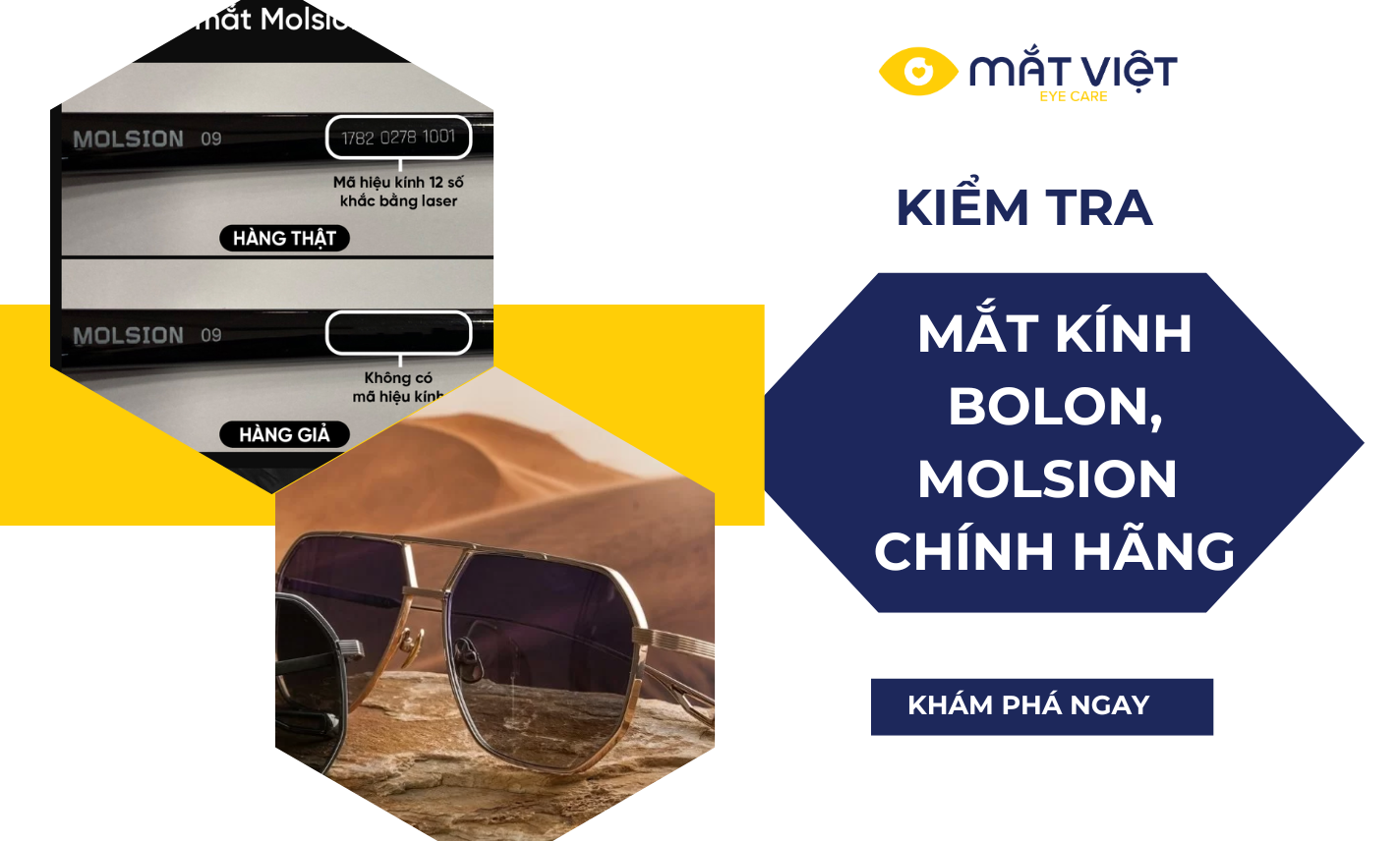 Cách kiểm tra mắt kính Bolon/ Molsion chính hãng
