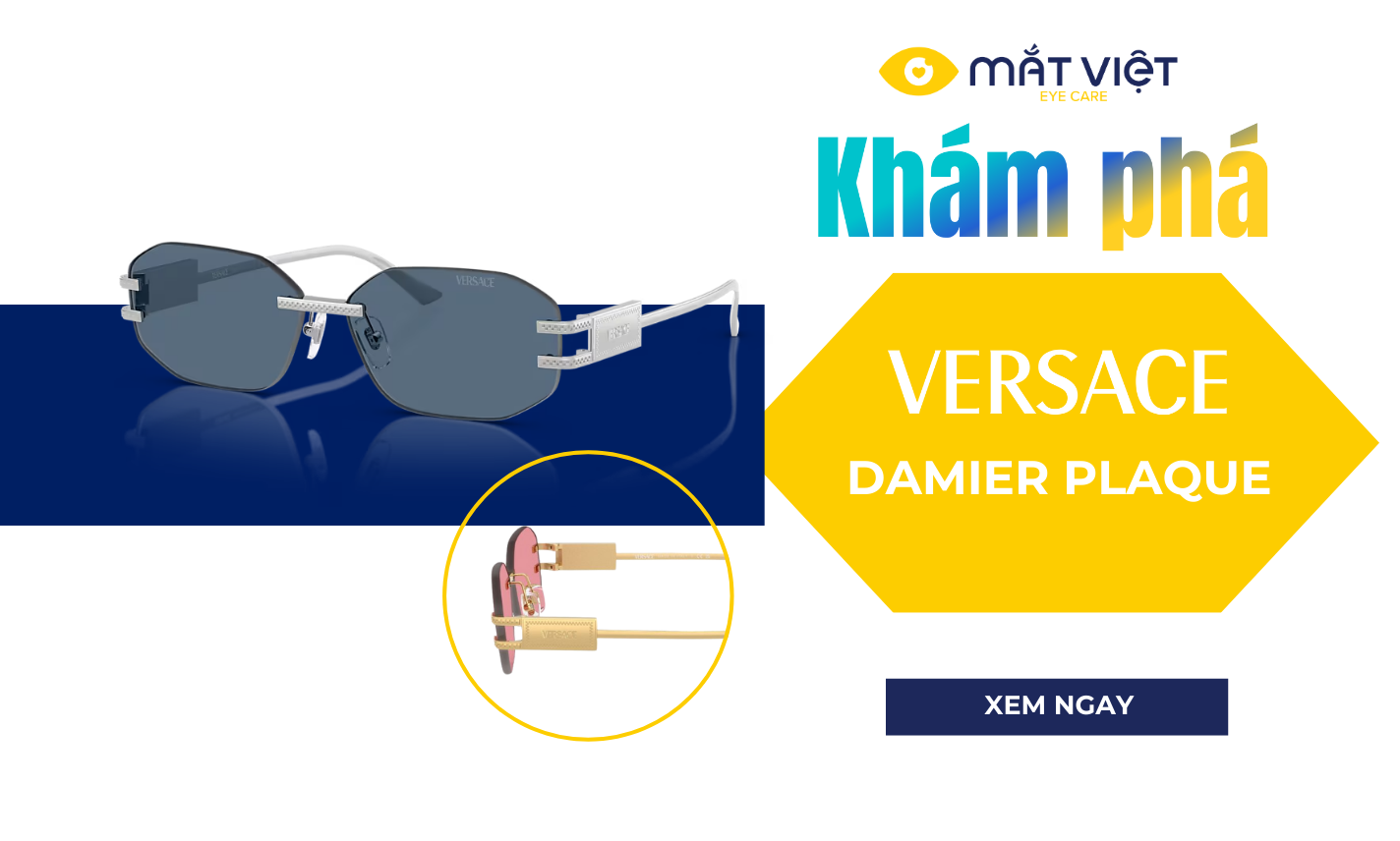 Top 3 sản phẩm mắt kính Versace dòng Damier Plaque hot trend
