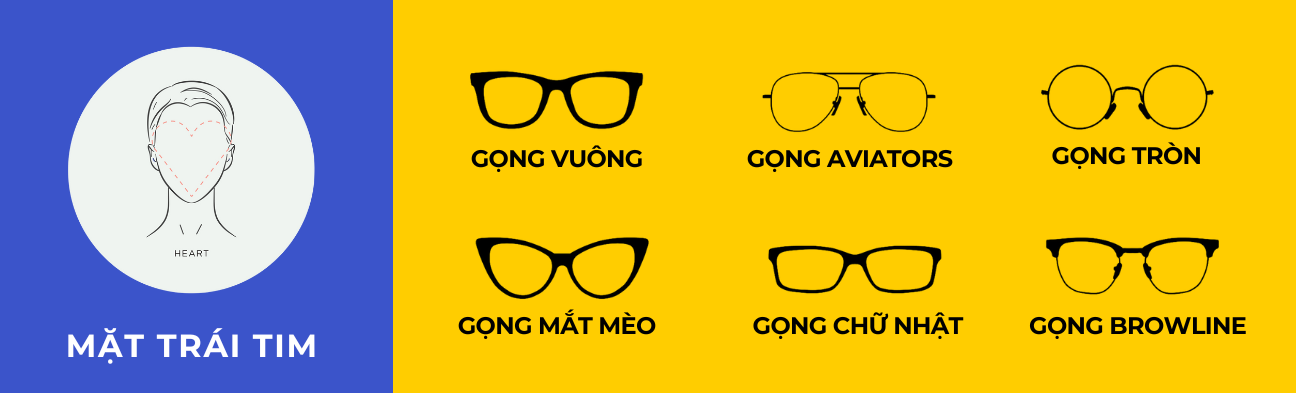 Mắt kính phù hợp mặt Trái tim