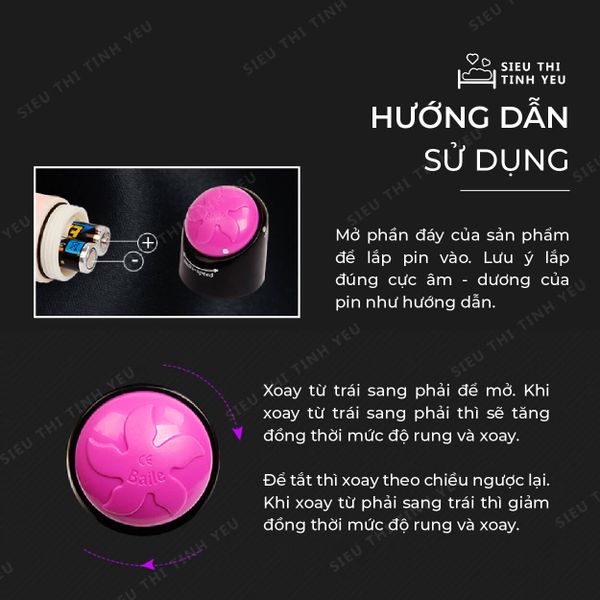 Dương vật giả Baile Colorful đa chế độ rung xoay dùng pin 10