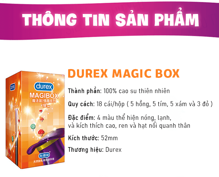 Bao cao su Durex Magic Box Ma thuật Gợi tình Hộp 18 cái