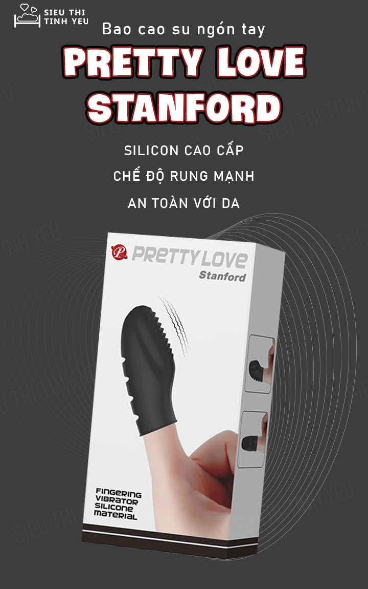 Bao cao su ngón tay Pretty Love Stanford rung mạnh chống nước dùng pin