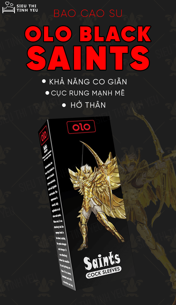 Bao cao su OLO Black Saints dài 12.5cm hở thân có rung dùng pin