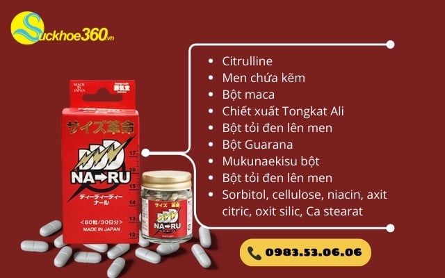 Thành phần chính trong viên uống Naru