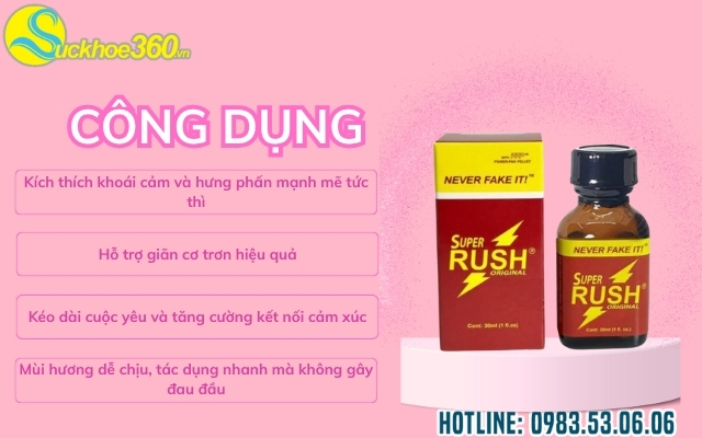 Công dụng nổi bật của Popper Super Rush Red