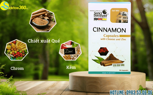 Thành phần nổi bật có trong viên uống hỗ trợ đường huyết Cinnamon Capsules