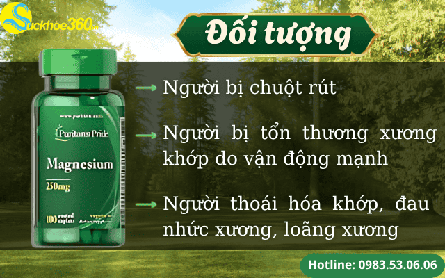 Đối tượng sử dụng sản phẩm viên uống hỗ trợ cải thiện sức khỏe xương khớp Puritan’s Pride Magnesium 250mg