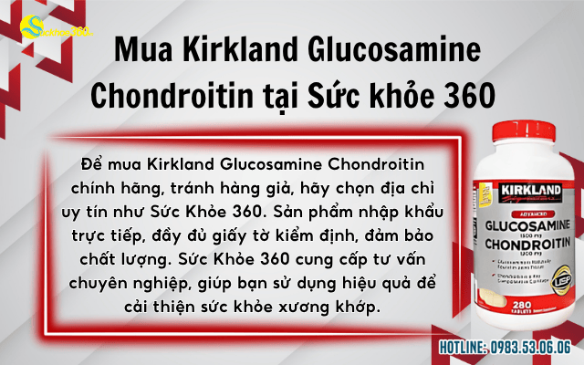 Kirkland Glucosamine Chondroitin mua ở Sức khỏe 360