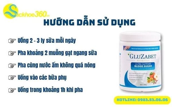 Hướng dẫn pha sữa Gluzabet chuẩn