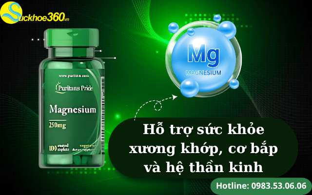 Thành phần của viên uống hỗ trợ xương khớp Puritan’s Pride Magnesium 250mg