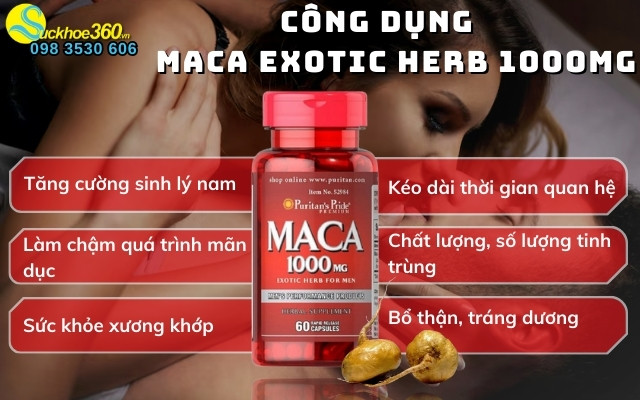 Công dụng của Puritan’s Pride Maca Exotic Herb 1000mg