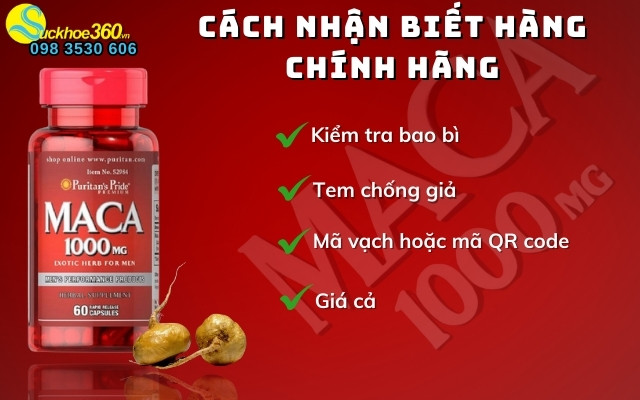 Làm sao nhận biết Puritan’s Pride Maca Exotic Herb 1000mg chính hãng