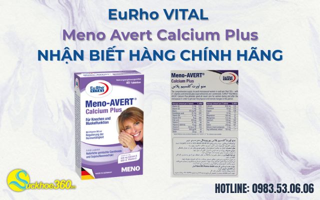 cách nhận biết EuRho VITAL  Meno Avert Calcium Plus chính hãng