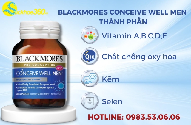 Thành phần 1 viên uống Blackmores Conceive Well Men bao gồm những gì?