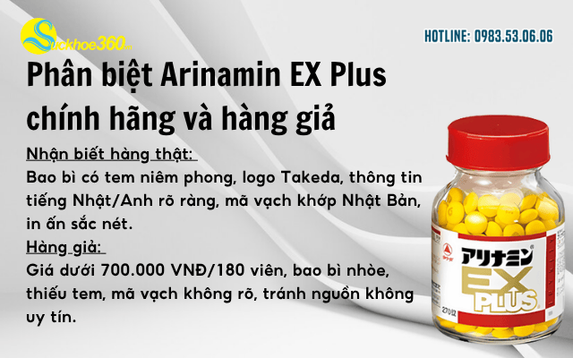 Arinamin EX Plus phân biệt hàng thật và hàng giả