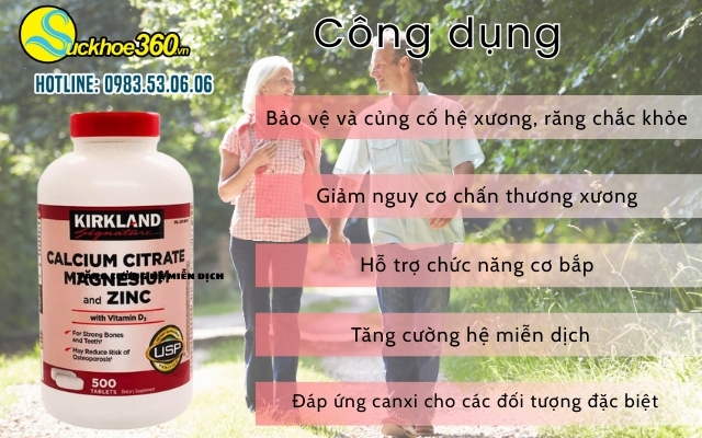 Công dụng của viên uống Kirkland Calcium Citrate Magnesium And Zinc