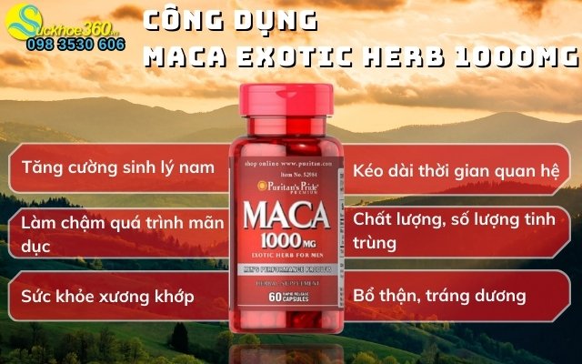 Công dụng của viên uống Puritan’s Pride Maca Exotic Herb 1000mg