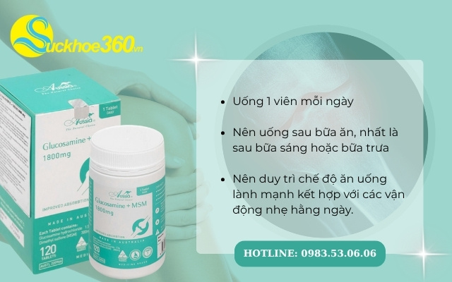 Cách sử dụng Aussia Glucosamine + MSM 1800mg