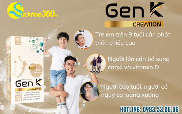 Đối tượng sử dụng sản phẩm viên uống Gen K Creation