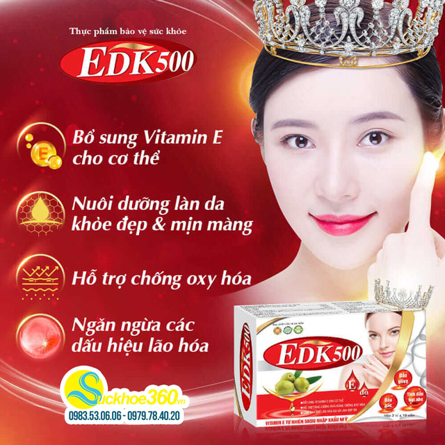 EDK500 - Hỗ trợ hạn chế quá trình lão hóa, làm đẹp da tự nhiên