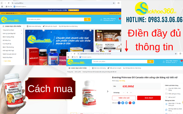 Cách đặt mua David Health Evening Primrose Oil Canada tại 360 Online