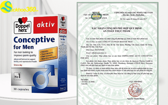 Giấy chứng nhận của viên uống Conceptive For Men