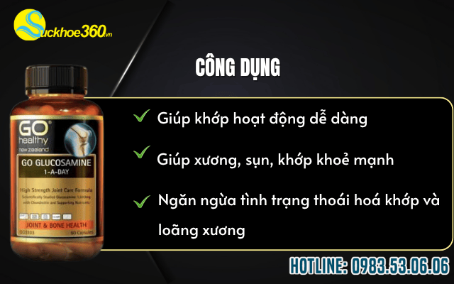Công dụng nổi bật của GO Glucosamine 1-A-Day 1500mg