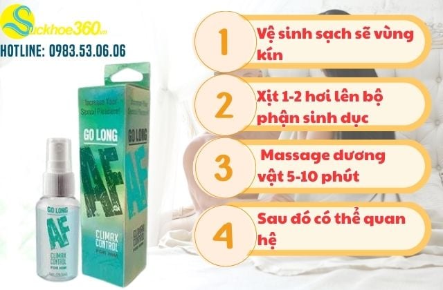 Cách sử dụng Go Long Af Prolong Spray hiệu quả
