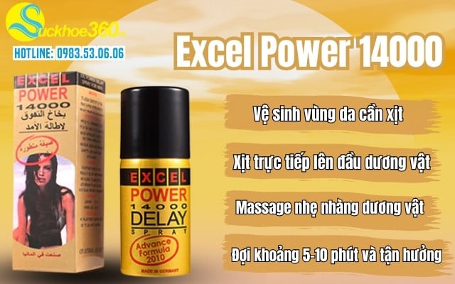 Hướng dẫn sử dụng xịt Excel Power 14000 Delay Spray đúng cách