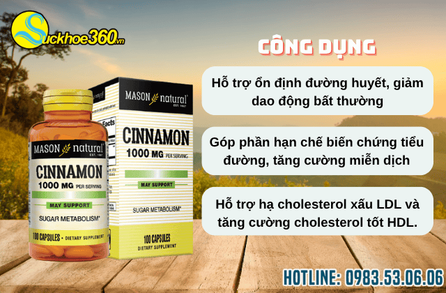 công dụng của viên uống quế mason natural cinnamon