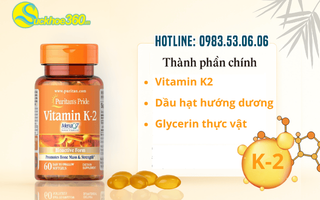 Thành phần trong Viên uống Puritan’s Pride Vitamin K2