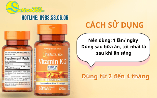 Hướng dẫn sử dụng Viên uống Puritan’s Pride Vitamin K2