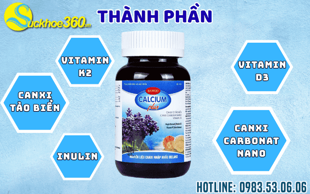 Thành phần chính của viên uống Bawod Calcium Plus