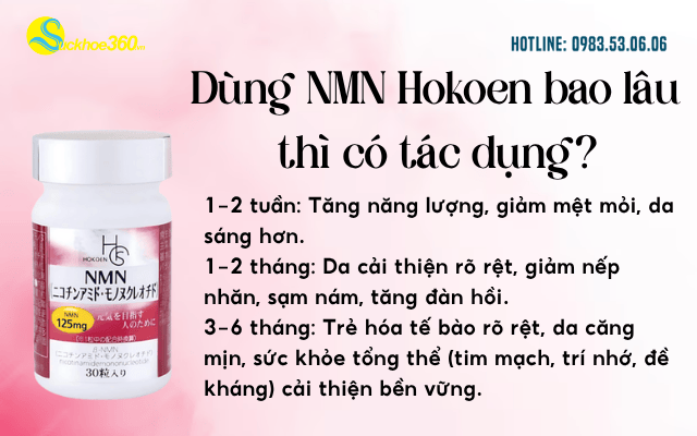 NMN Hokoen Nhật Bản sử dụng bao lâu thì có tác dụng