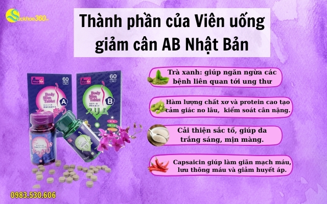 Thành phần Viên uống giảm cân AB