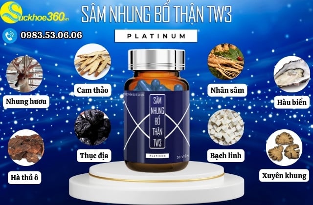 Thành phần sâm nhung bổ thận tw3 platinum