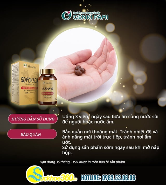 Hướng dẫn sử dụng viên uống Supomaca