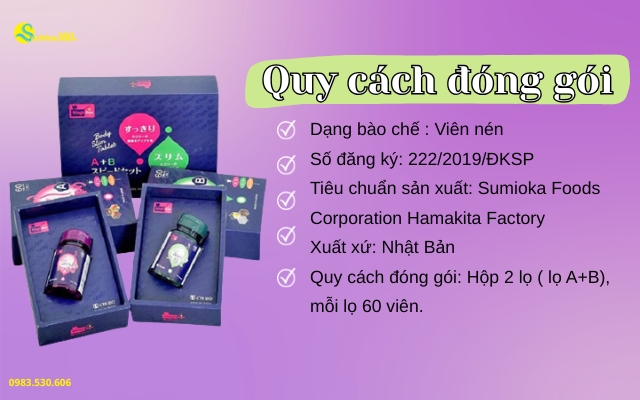 Quy cách đống gói Viên uống giảm cân AB Nhật Bản