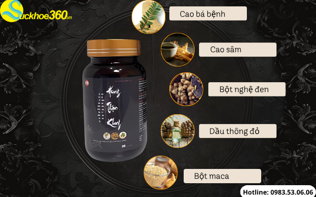 Thành phần có trong viên uống hỗ trợ cải thiện sinh lý Hưng Thận Khang