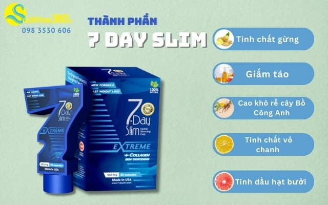 Thành phần công dụng và cách dùng viên uống giảm cân 7 Day Slim