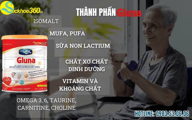 Thành phần dinh dưỡng có trong sản phẩm sữa TOPTEN Milk Gluna tiểu đường