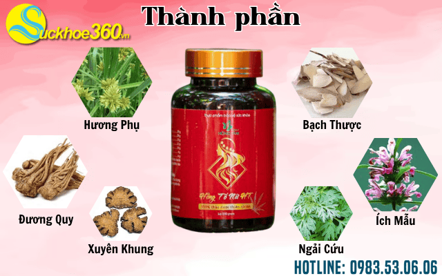 Thành phần có trong viên uống Hồng Tố Nữ Hồng Tâm